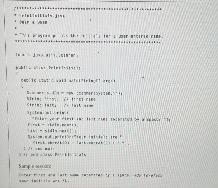 Solved 17. [after 3.23] Modify the PrintInitials program so