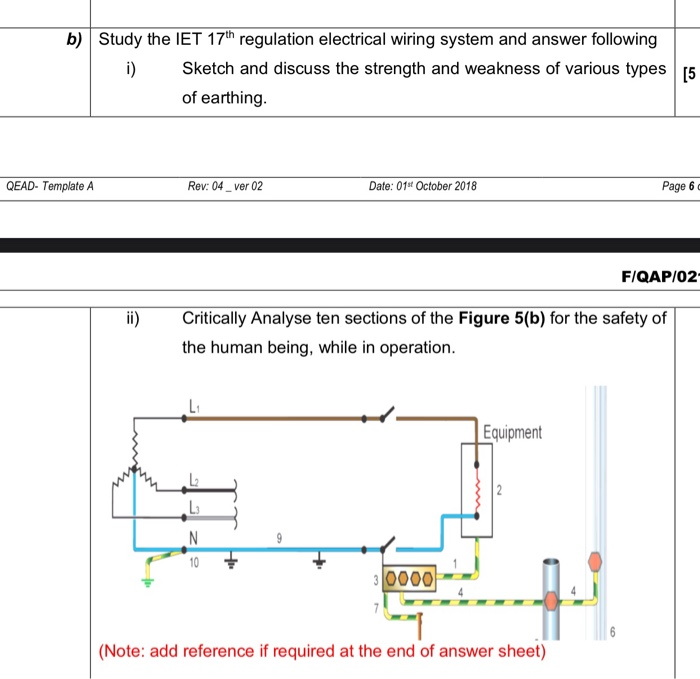b) Study the IET 17th regulation electrical wiring