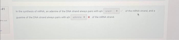 Solved In the synthesis of mRNA, an adenine of the DNA | Chegg.com