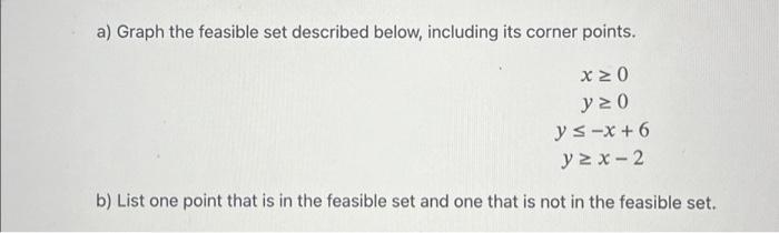 Solved a) Graph the feasible set described below, including | Chegg.com