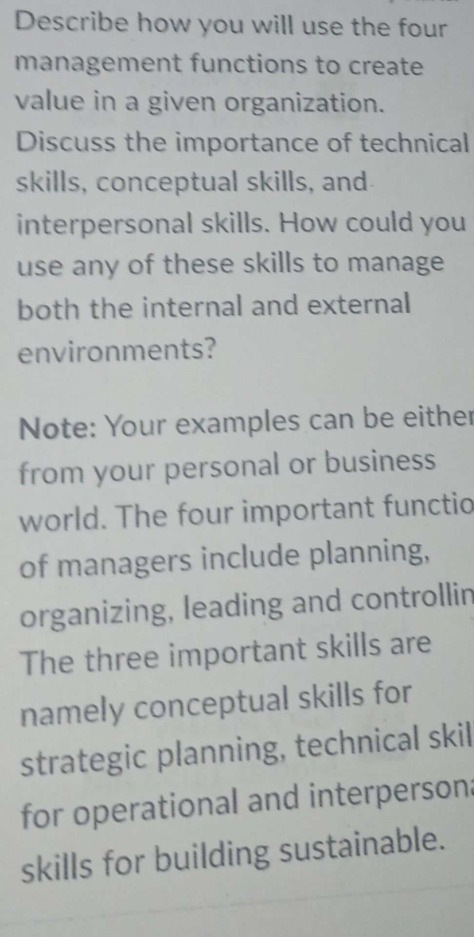 create your own business plan using the four management functions