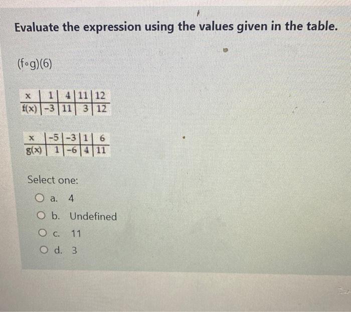 Solved Evaluate The Expression Using The Values Given In | Chegg.com