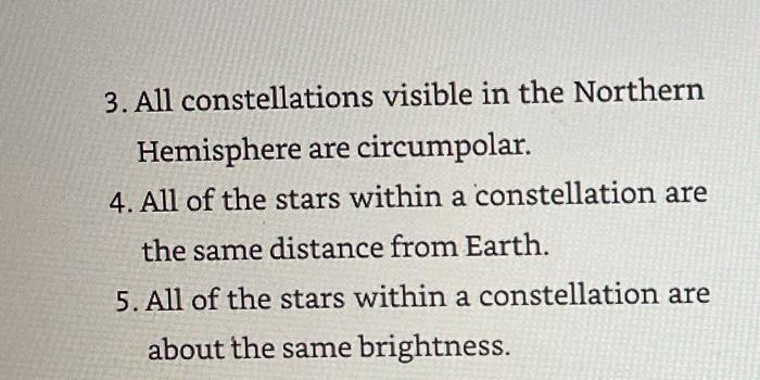 Solved 5. Which statement about constellations is true? 1. | Chegg.com