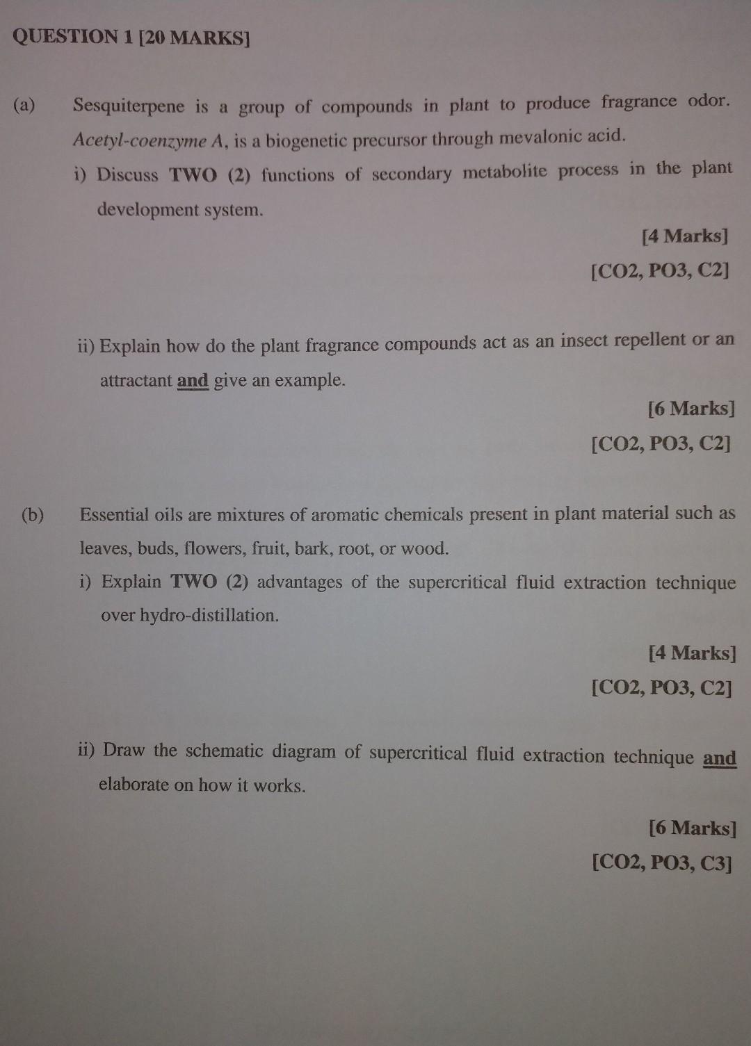 QUESTION 2 [20 MARKS] (a) Volatile organic compounds | Chegg.com