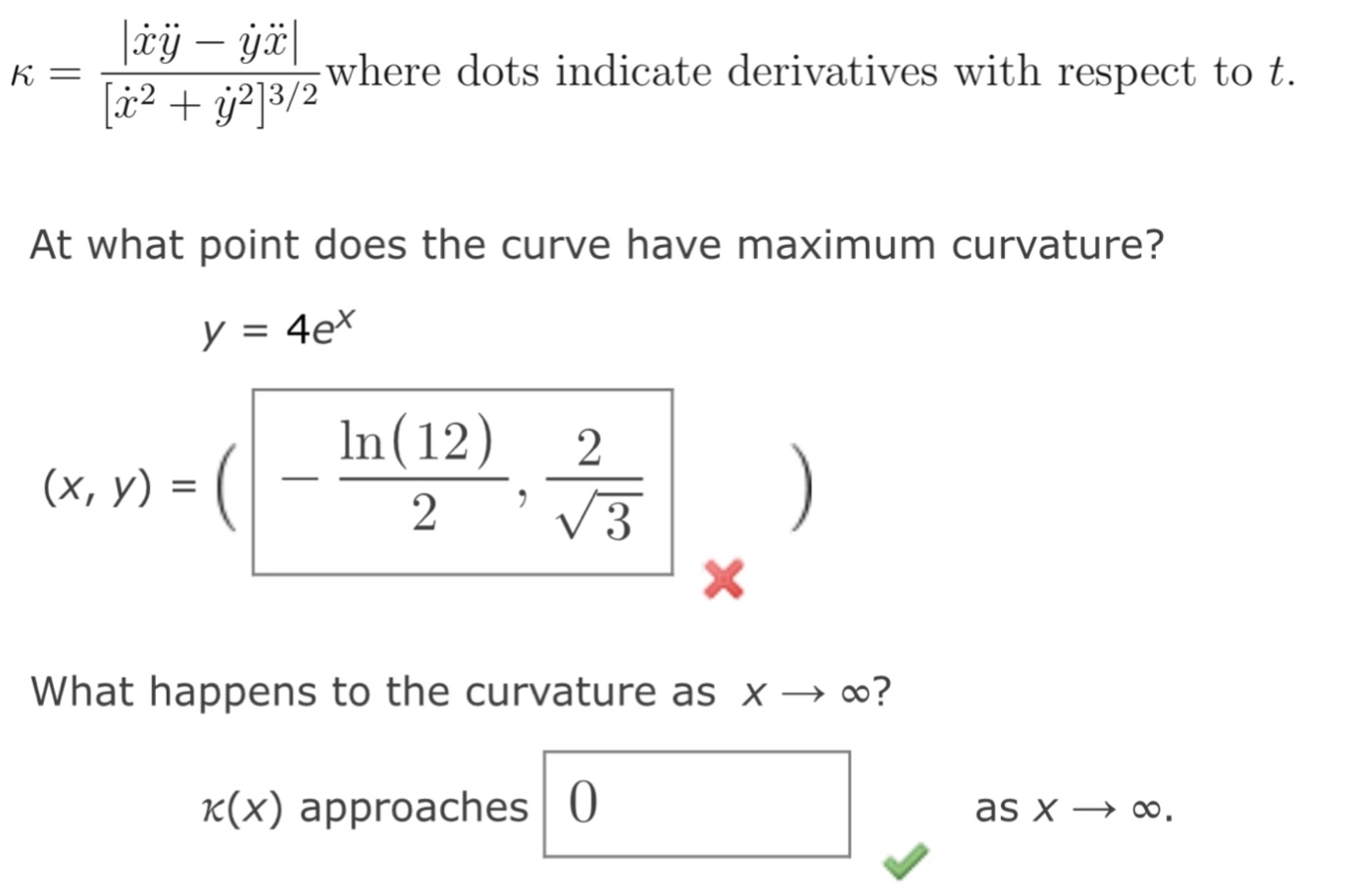 Solved κ X˙ Y¨ Y˙ X¨ [x˙2 Y˙2]32 ﻿where Dots