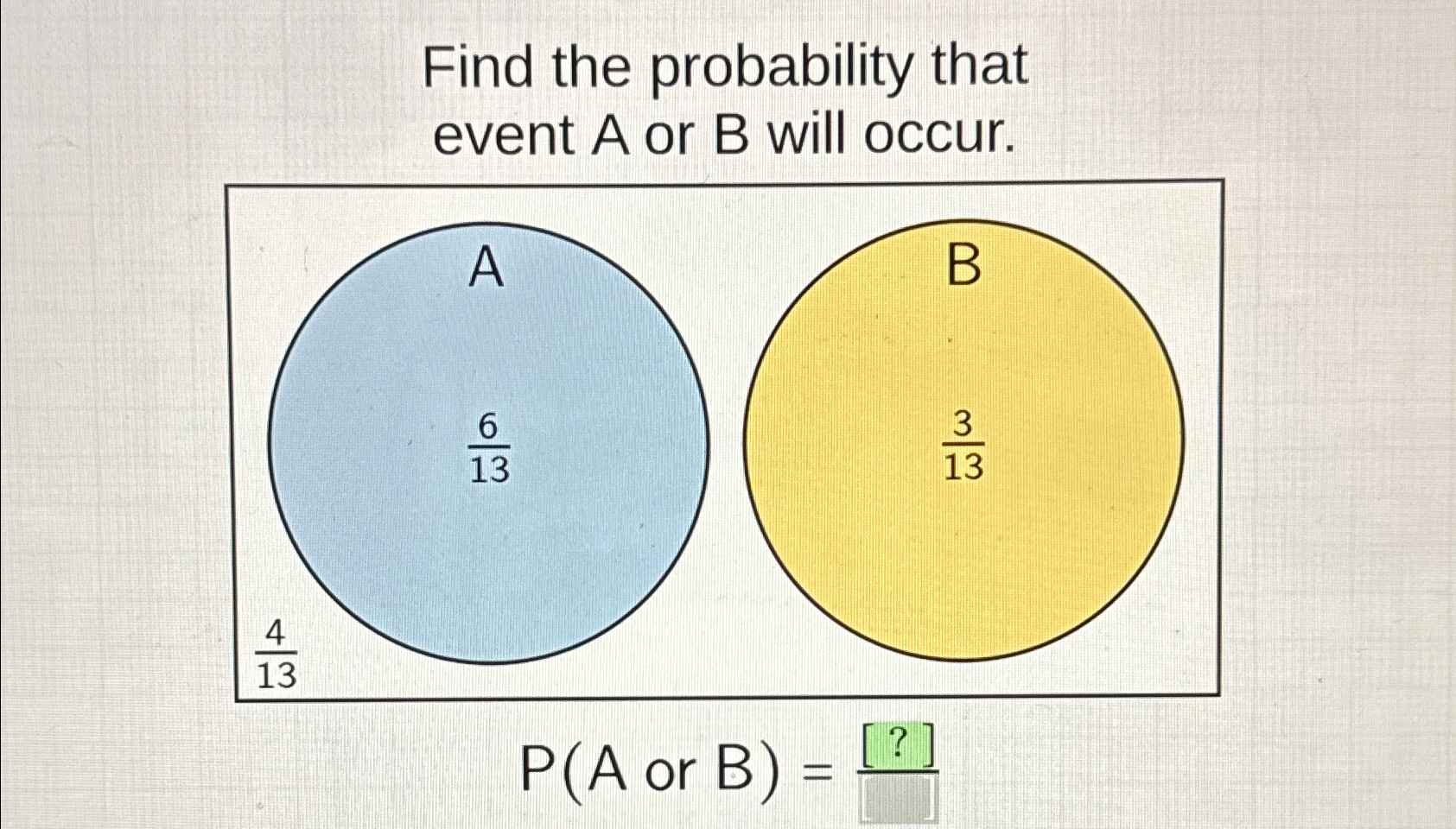 Solved Find the probability that event A or B will | Chegg.com