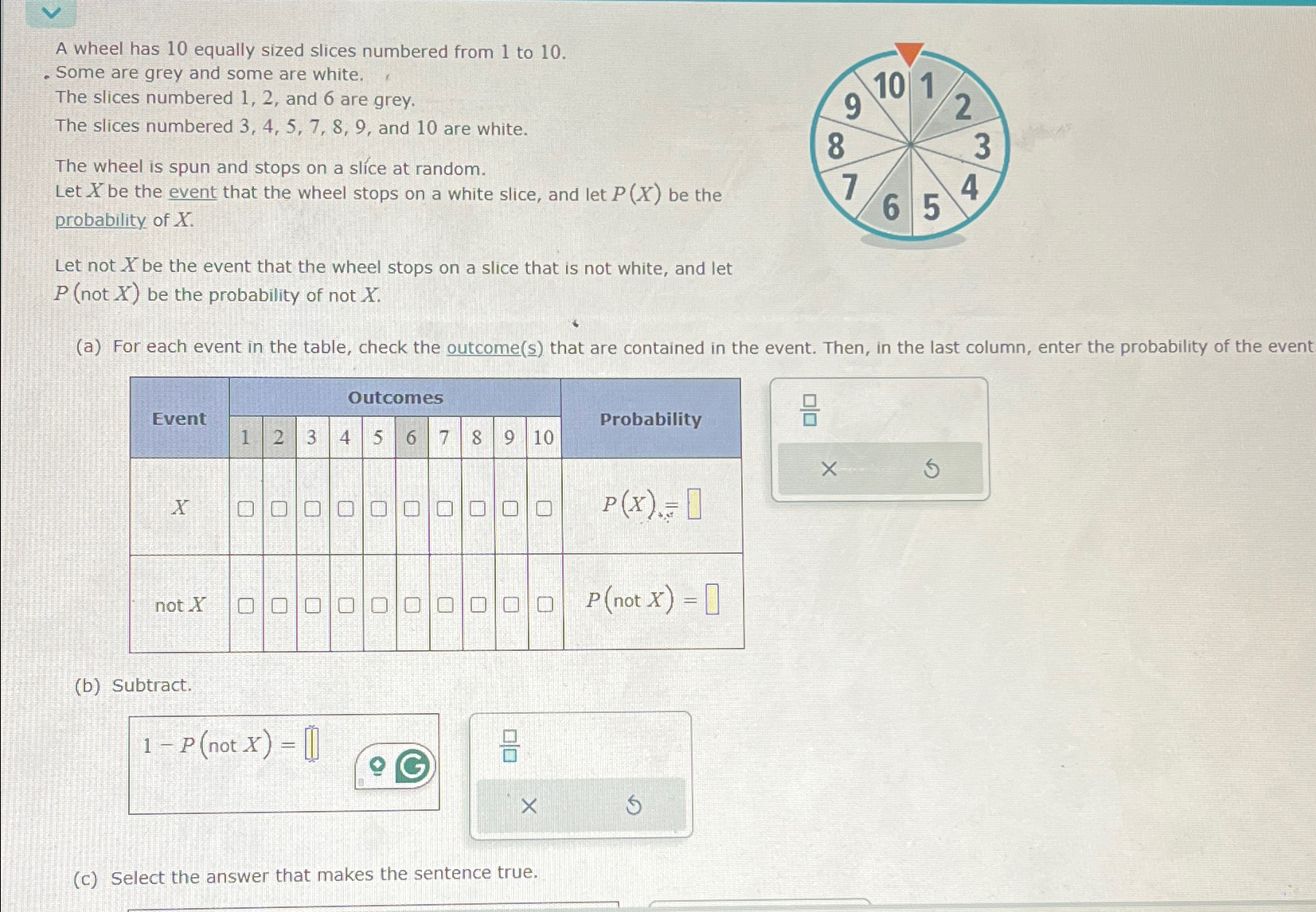 Solved A wheel has 10 ﻿equally sized slices numbered from 1 | Chegg.com