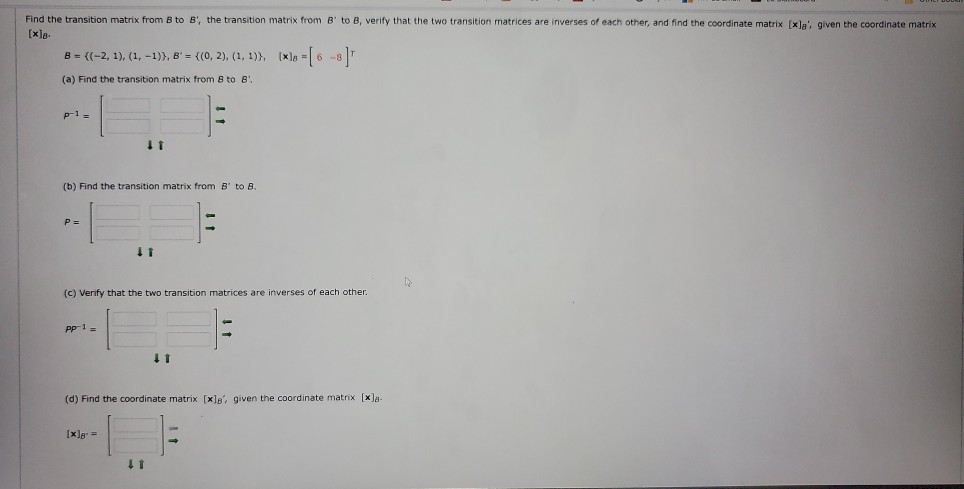 Solved Find The Transition Matrix From B To B', The | Chegg.com