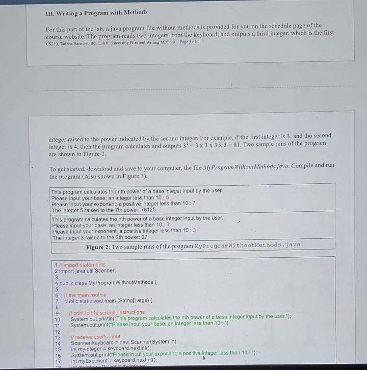 Solved III. Writing a Program with Methods For this part of | Chegg.com