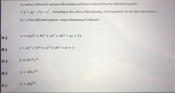 Solved An ordinary differential equation with constant | Chegg.com