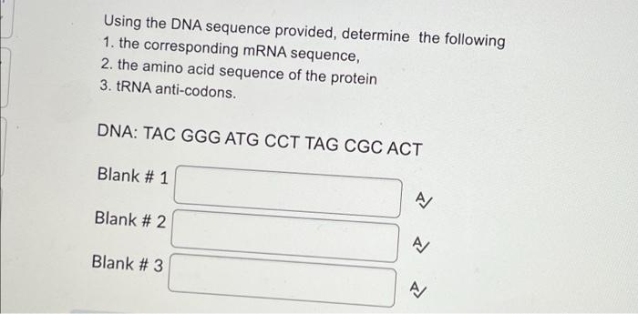 Solved Using The DNA Sequence Provided, Determine The | Chegg.com