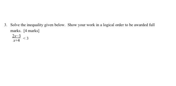 Solved 3. Solve the inequality given below. Show your work | Chegg.com