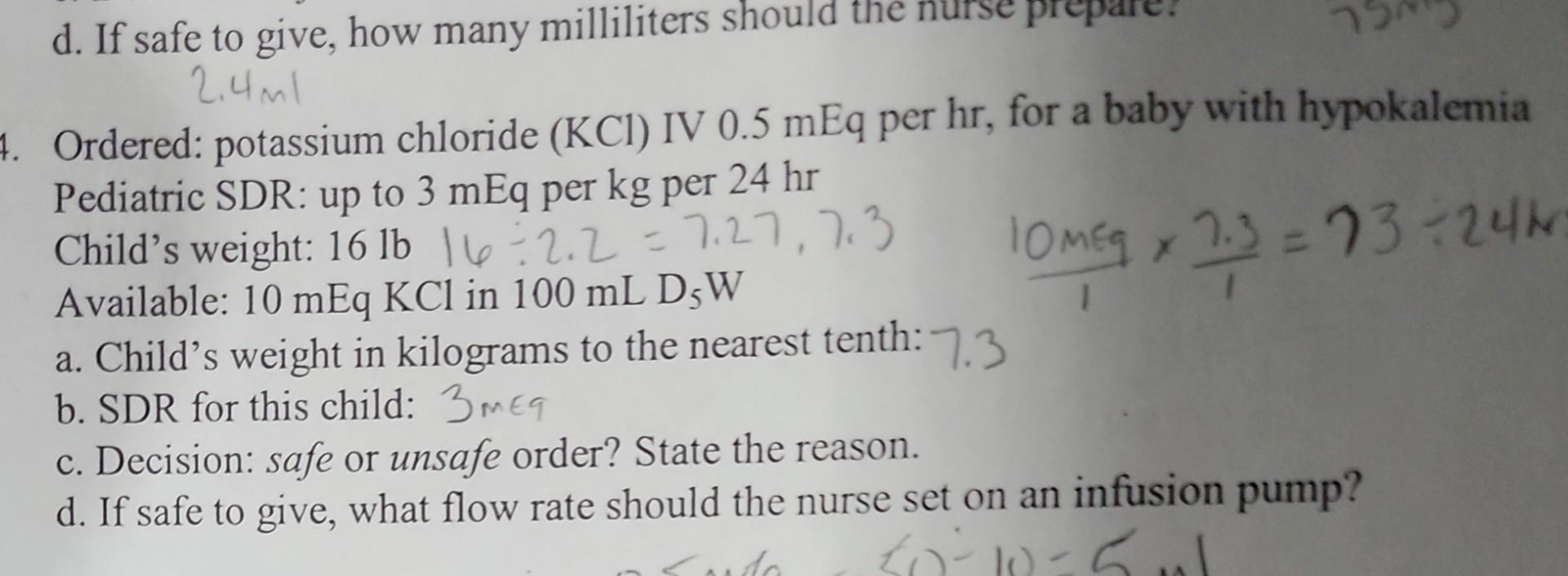 Solved] A Continuous IV Of 1000 Ml With 40 MEq KCL Is, 59% OFF