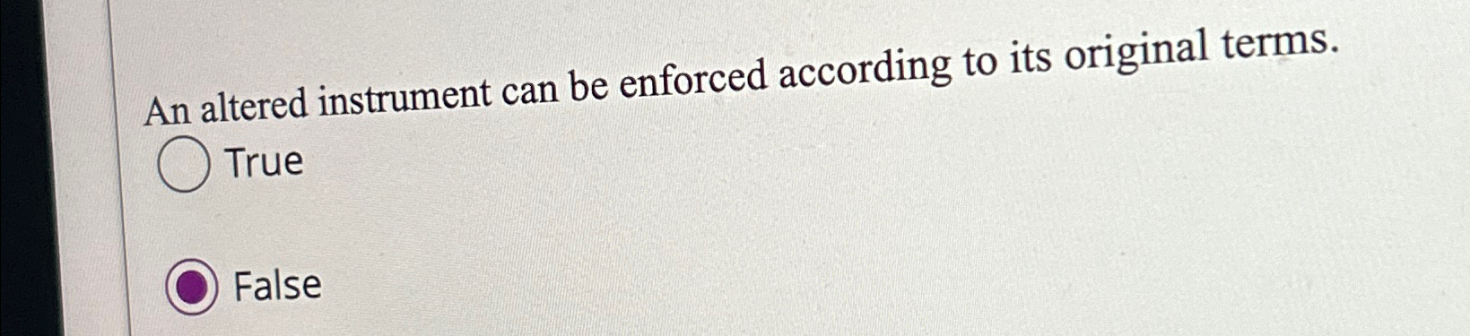 Solved An altered instrument can be enforced according to | Chegg.com