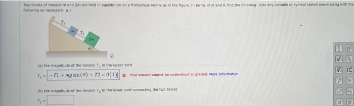 Solved Two blocks of masses m and 2m are held in equilibrium | Chegg.com