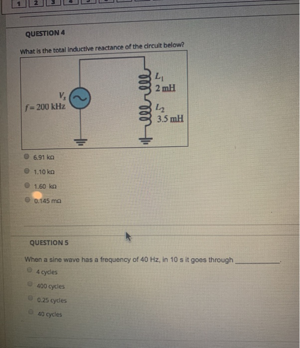 Solved QUESTION 4 What is the total Inductive reactance of | Chegg.com