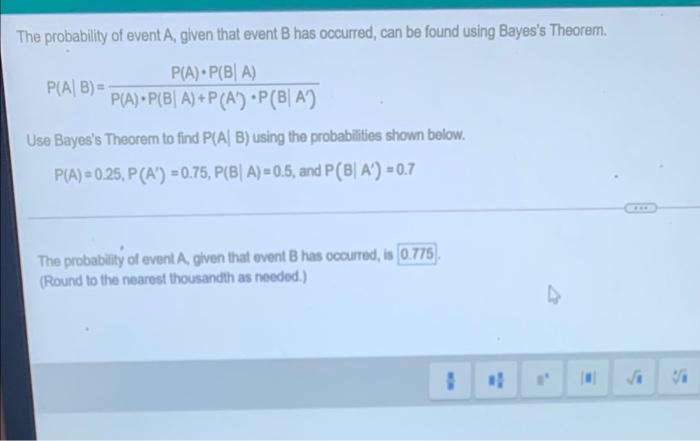 Solved The Probability Of Event A, Given That Event B Has | Chegg.com