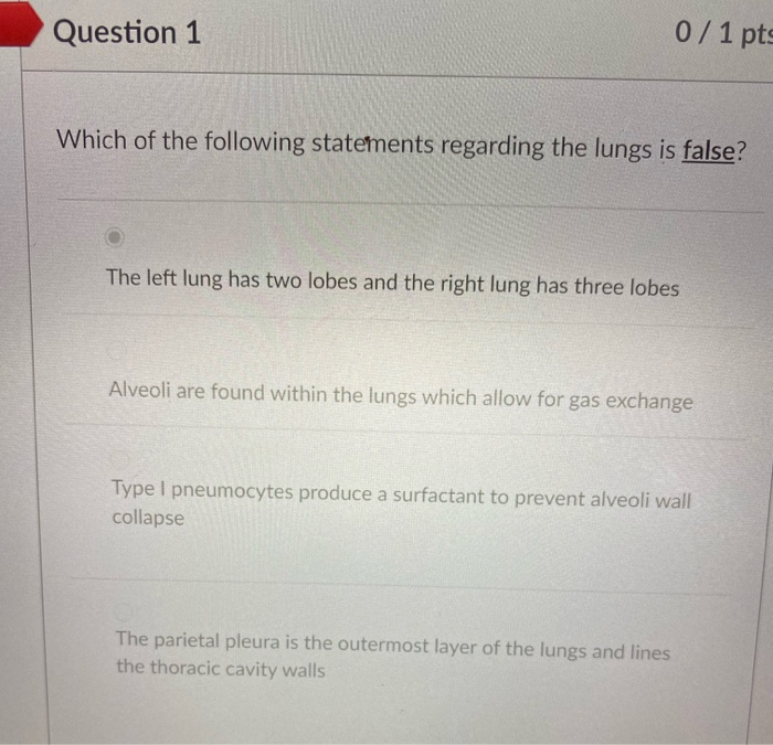 Solved Question 1 0/ 1 pts Which of the following statements | Chegg
