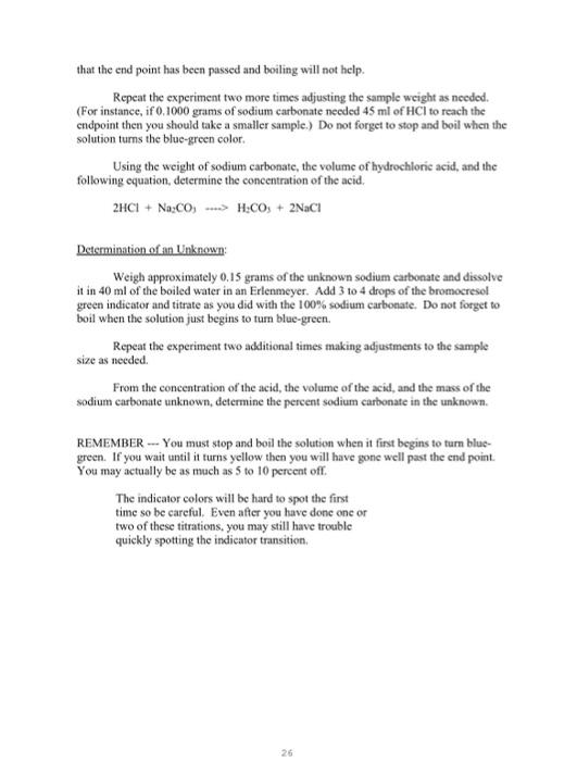 DETERMINATION OF SODIUM CARBONATE Purpose: To | Chegg.com