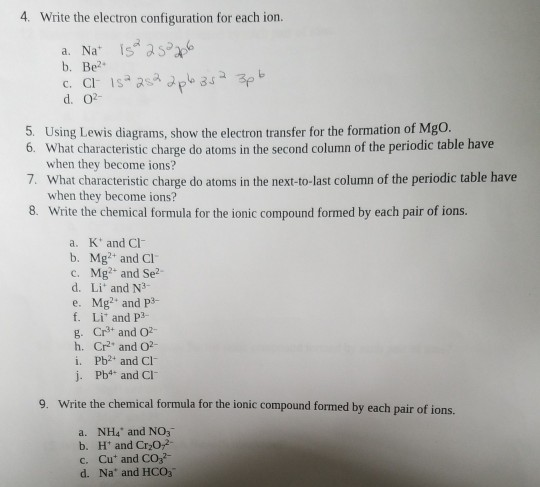 Solved 4. Write the electron configuration for each ion. a. | Chegg.com