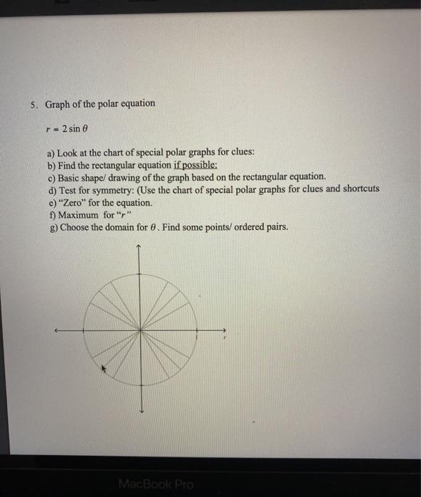 Solved 5 graph of the polar equation r 2 sin e a look at chegg