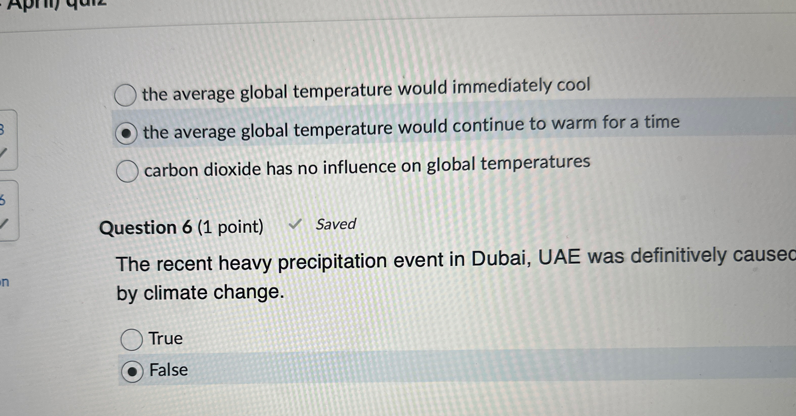 Solved the average global temperature would immediately | Chegg.com