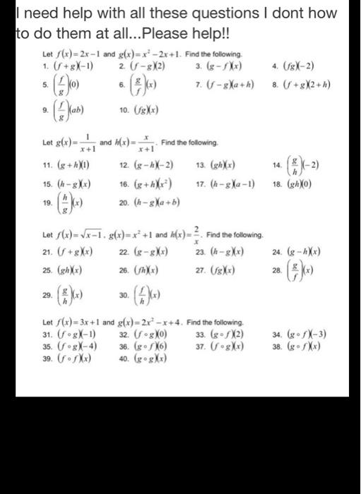 Solved I need help with all these questions I dont how to do | Chegg.com