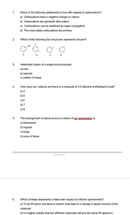 Solved 1. Which of the following statements is true with | Chegg.com ...