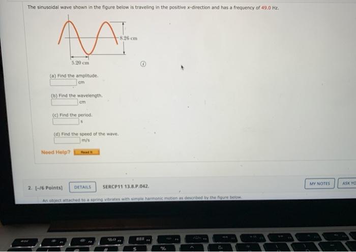 Solved The sinusoidal wave shown in the figure below is | Chegg.com