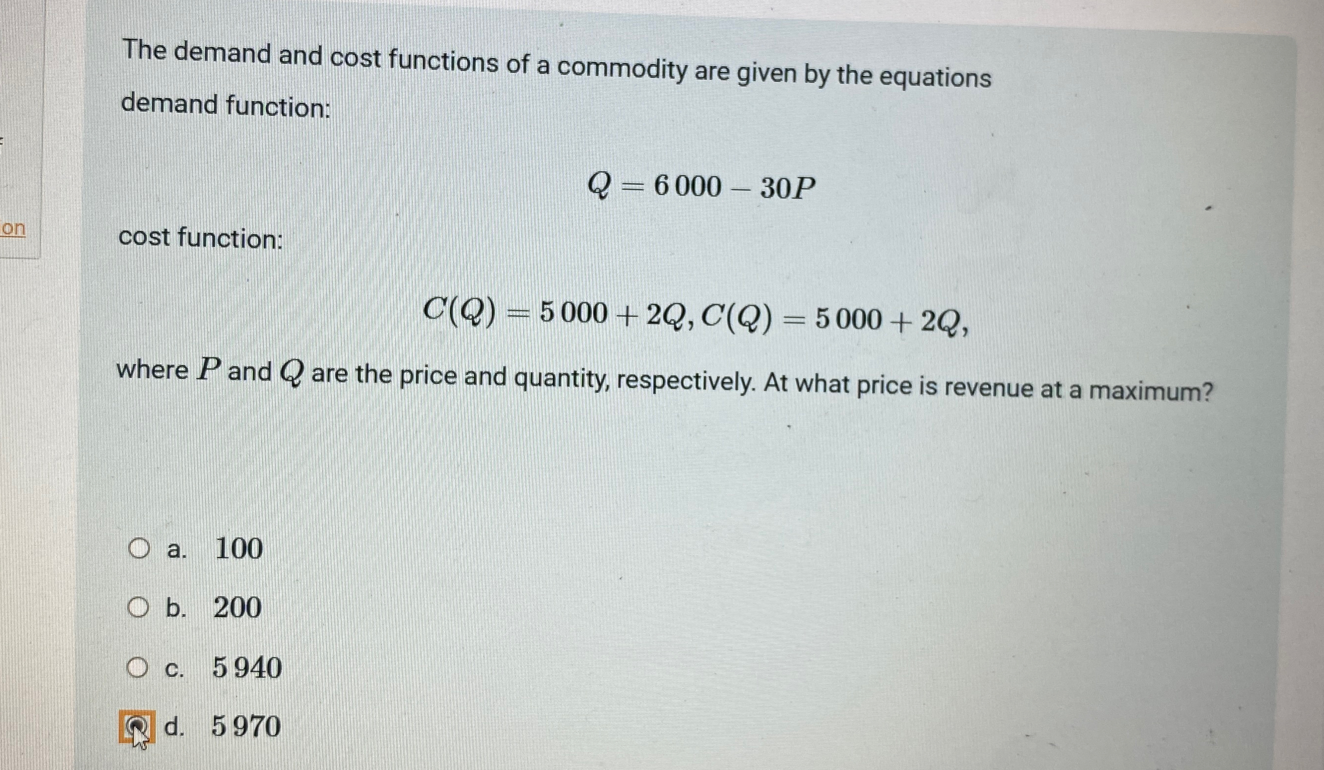 Solved The demand and cost functions of a commodity are | Chegg.com