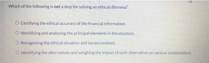 Solved W Which Of The Following Is Not A Step For Solving An | Chegg.com