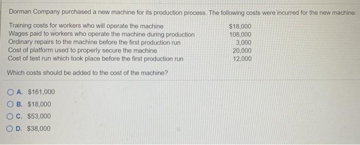Solved Dorman Company purchased a new machine for its | Chegg.com