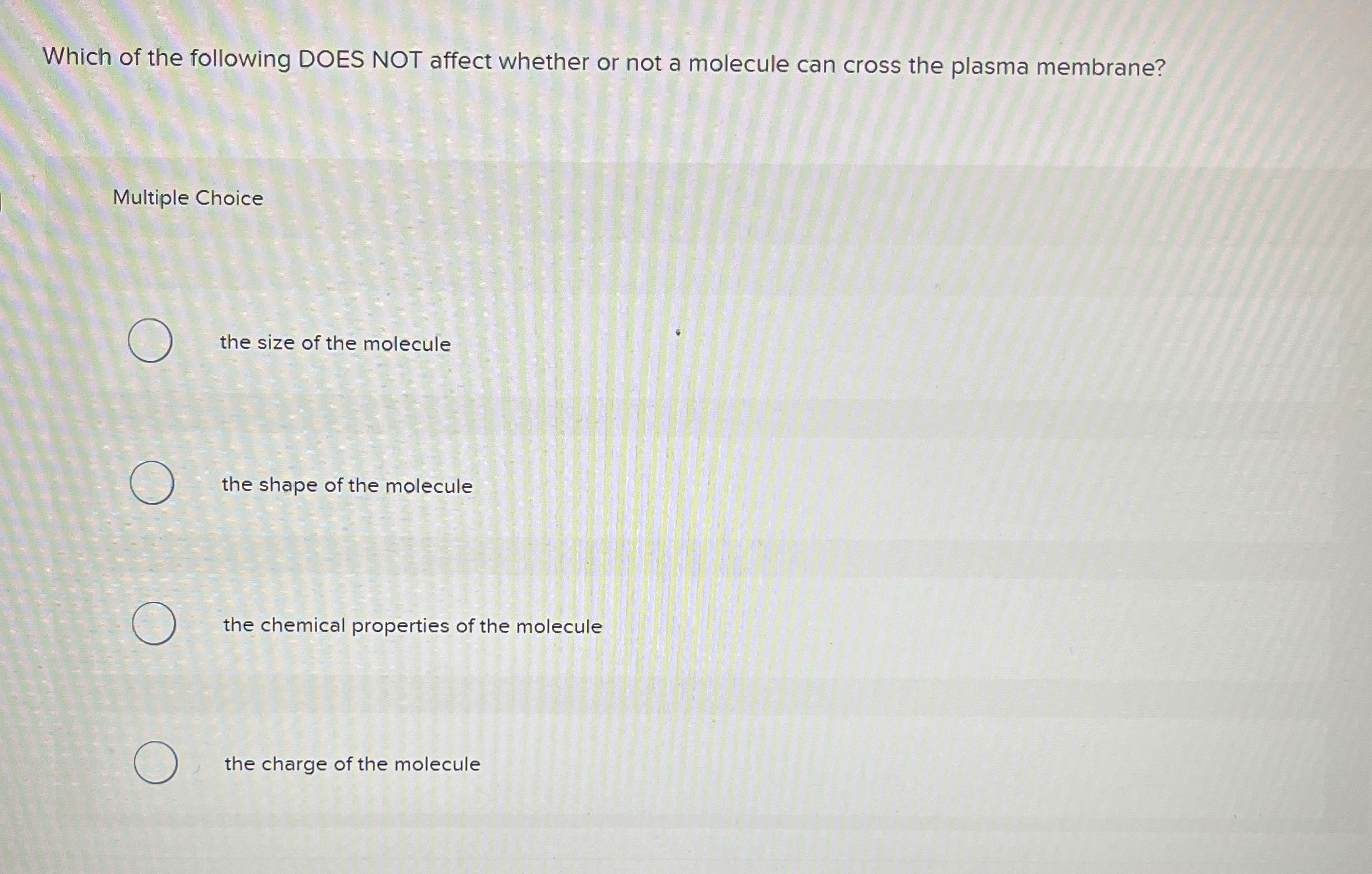 Solved Which of the following DOES NOT affect whether or not | Chegg.com
