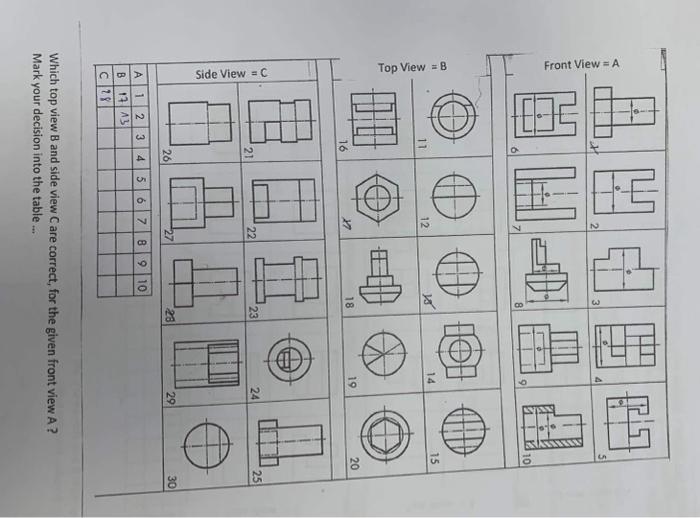 Solved Which top view B and side view C are correct, for the | Chegg.com