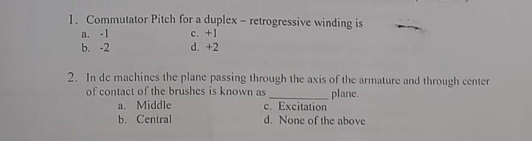 Solved 1. Commutator Pitch For A Duplex - Retrogressive 