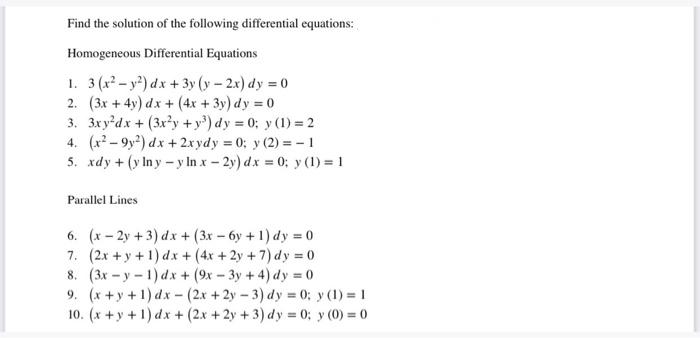 Solved Find The Solution Of The Following Differential Chegg Com