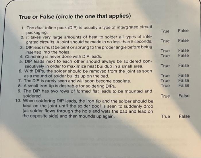 Solved True Or False (circle The One That Applies) True | Chegg.com