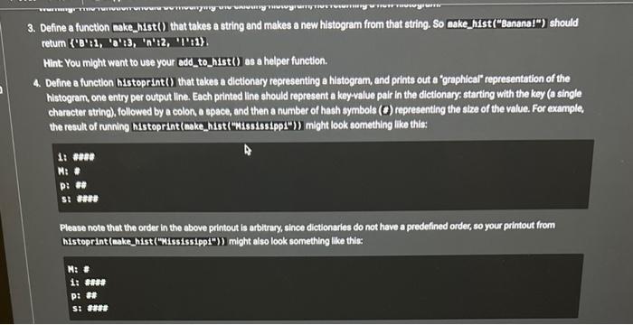 Solved 3. Define a function Eake_hist() that takes a string | Chegg.com