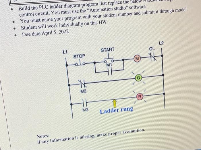 Solved . . Build the PLC ladder diagram program that replace 