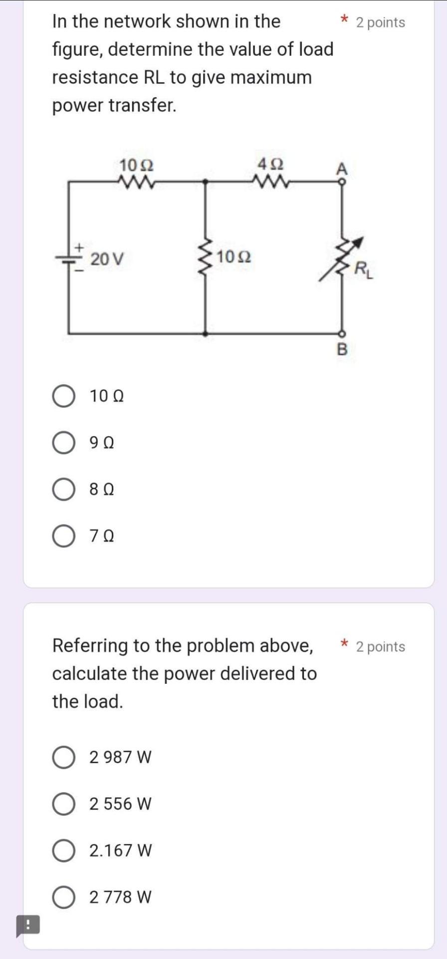 Solved In the network shown in the * 2 points figure, | Chegg.com