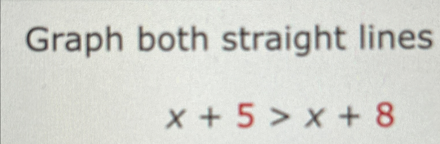 Solved Graph both straight linesx+5>x+8 | Chegg.com