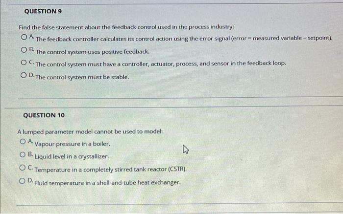 Solved Find the false statement about the feedback control | Chegg.com