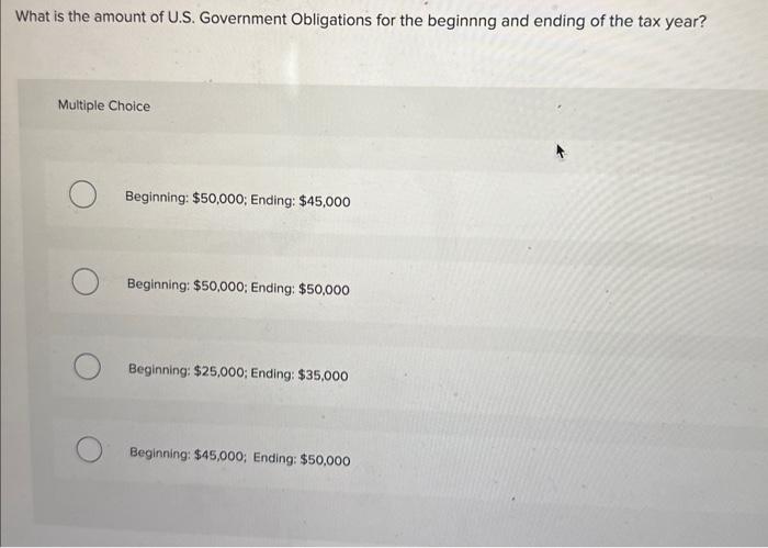 What Is The Amount Of U.S. Government Obligations For | Chegg.com