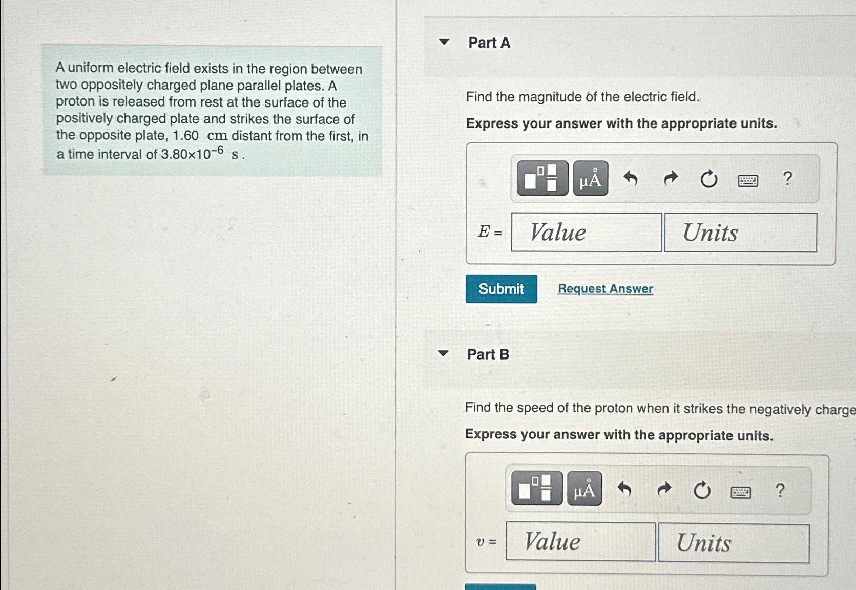 Solved A uniform electric field exists in the region between | Chegg.com