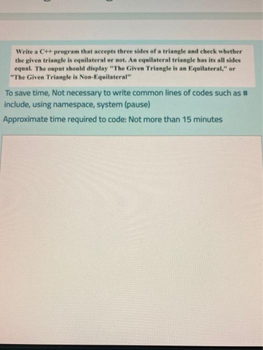 Solved Write a C++ program that accepts three sides of a | Chegg.com