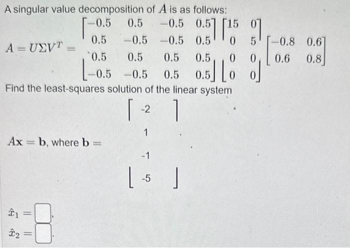Solved A singular value decomposition of A is as follows: | Chegg.com