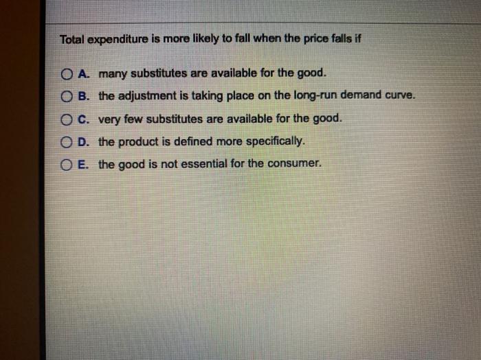 Solved Total expenditure is more likely to fall when the | Chegg.com
