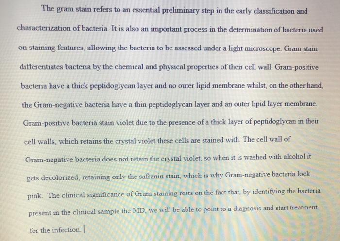 Solved The Gram Stain Refers To An Essential Preliminary | Chegg.com