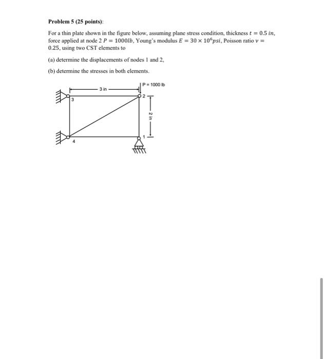 Solved Problem 5 (25 points) For a thin plate shown in the | Chegg.com