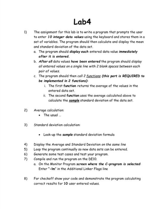 Solved Lab4 1) The assignment for this lab is to write a | Chegg.com